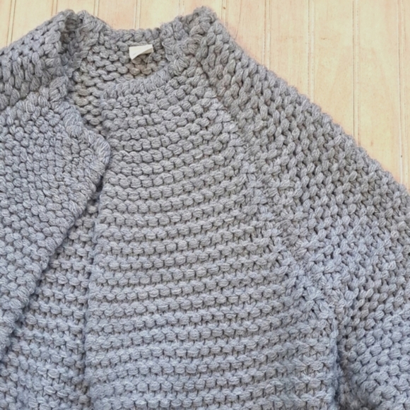 Chunky Knit Heather Gray Cardigan Sweater Pockets Normcore Minimalistic - Picture 2 of 7